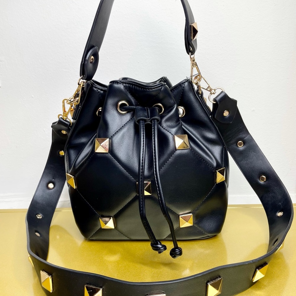 Oversized Studded Buckle Bag (Black)